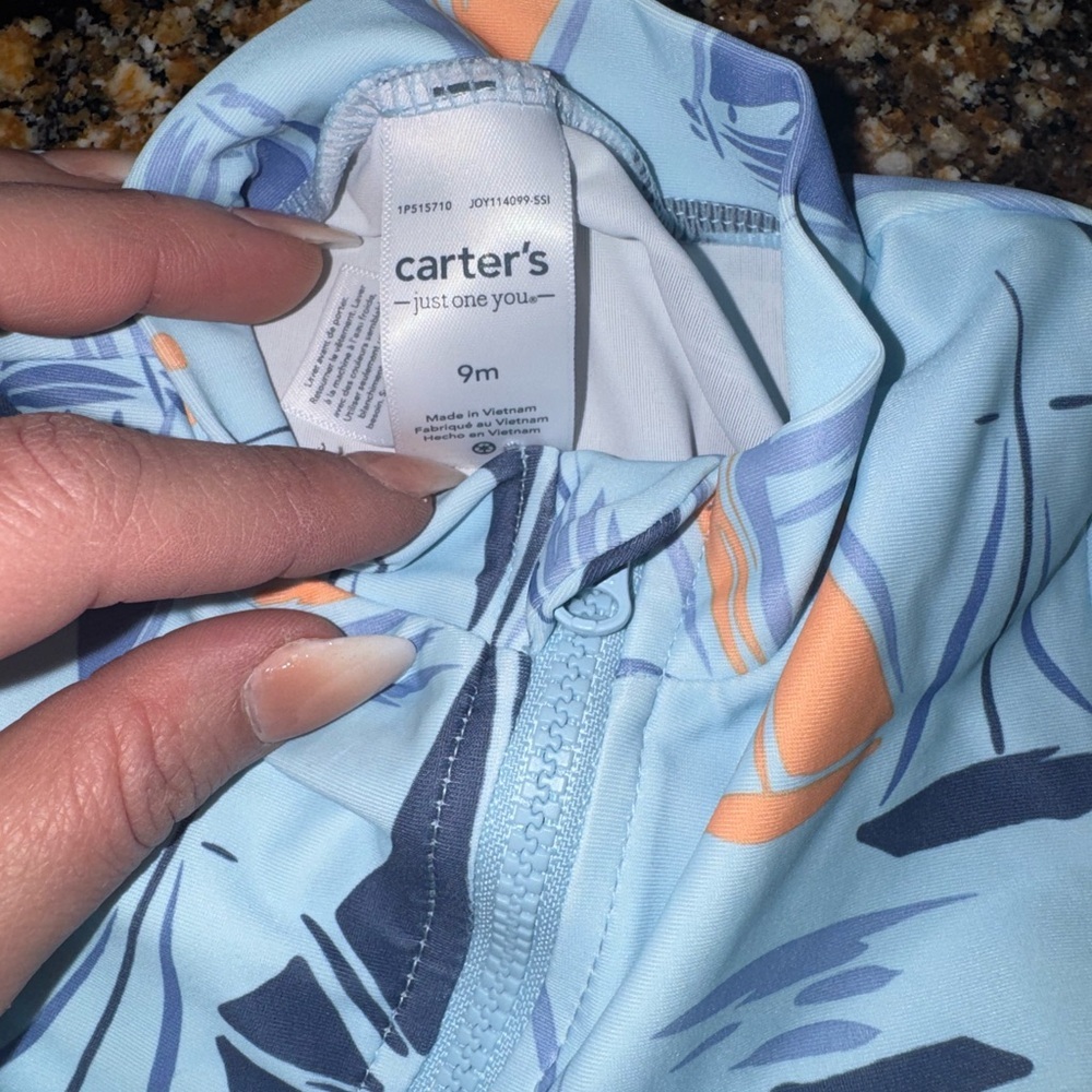 Kids Swimwear with Sailboat Print - Blue and Orange Rash Guard - Picture 4 of 4